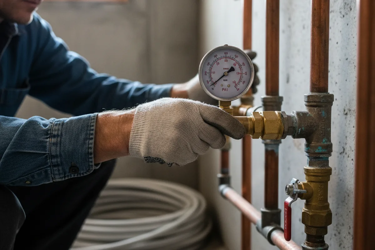 Pressure testing a repaired line during Water Line Repair in Goldsboro